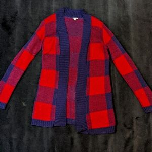 Burgundy And Navy Long Charlotte Russe Cardigan